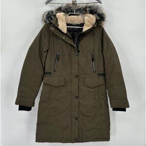 Stoic Insulated Down Parka Jacket with Removable Hood Faux Fur Lined size S